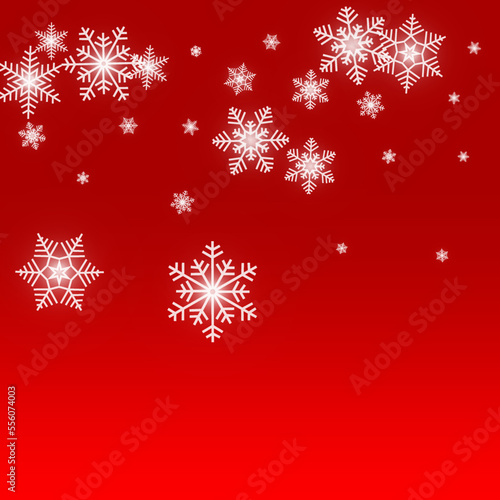 White Snowflake Vector Red Background. New Gray