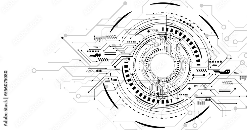 Abstract circle digital on white background. Futuristic technology background.Illustration vector design technology concept about circuit board data.
