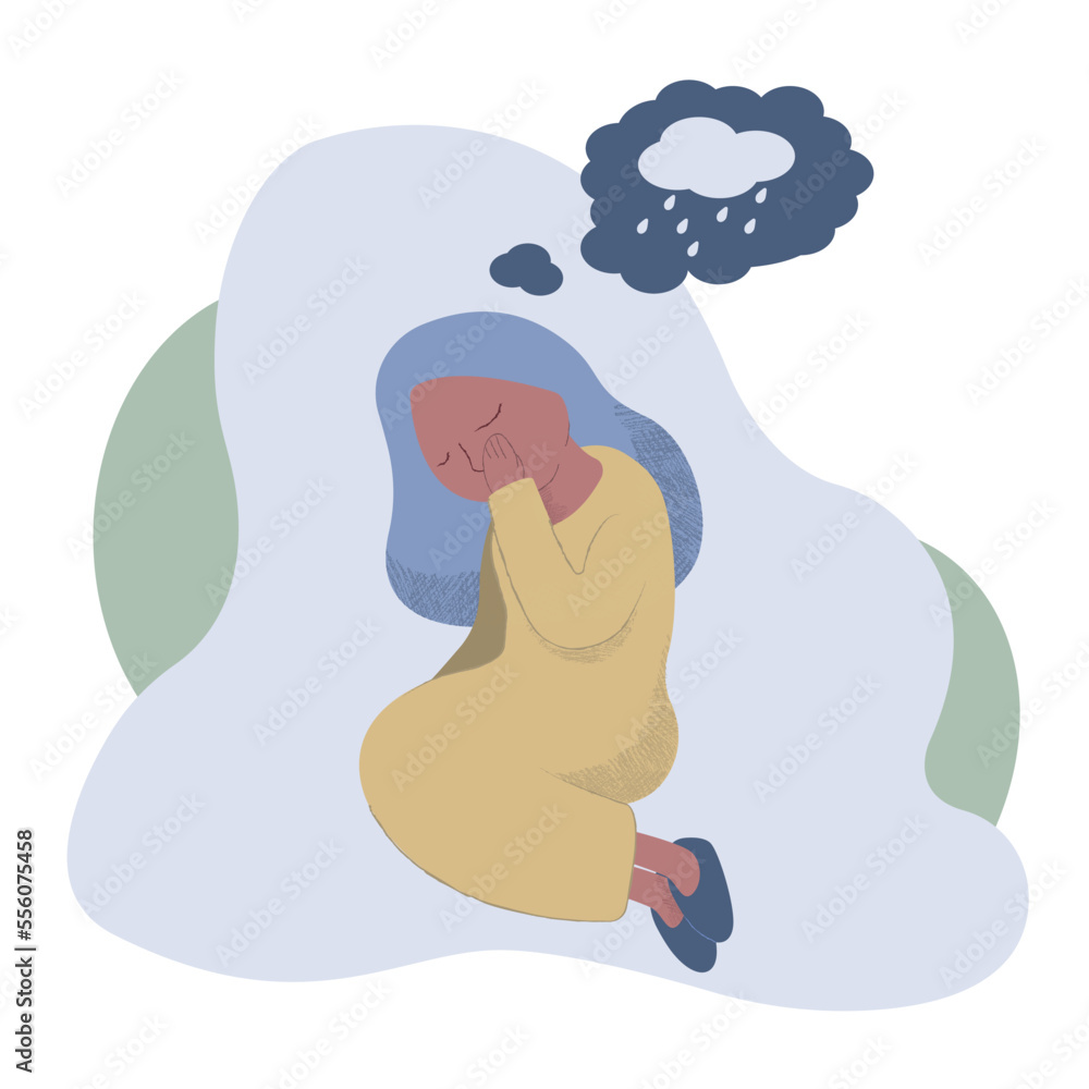 Woman mental health, girl, vector flat style Woman mental health, girl, vector flat style