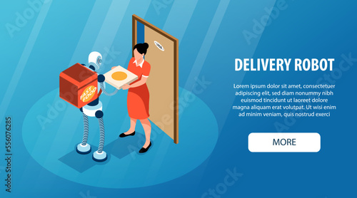 Isometric Robot Assistant Horizontal Banner
