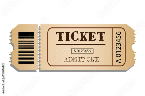 Entry ticket to old vintage style. Vector. Admit one.