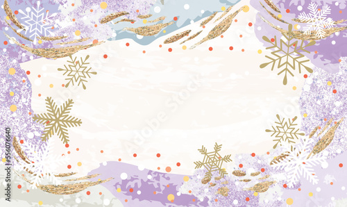 雪　冬のフレームイラスト背景