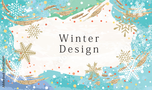 雪　冬のフレームイラスト背景