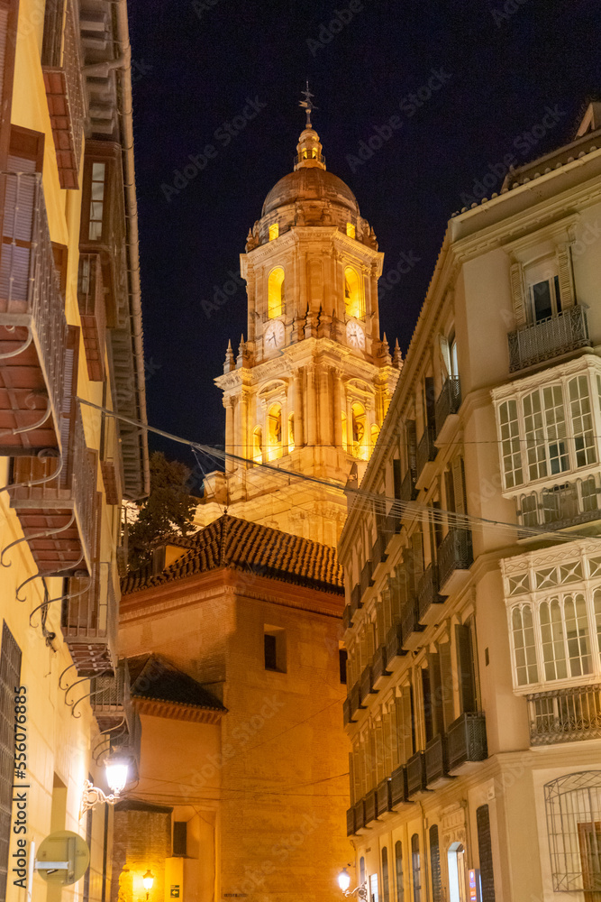 Málaga Cathedral in Malaga, Spain on December 23, 2022 Málaga Cathedral in Malaga, Spain on December 23, 2022