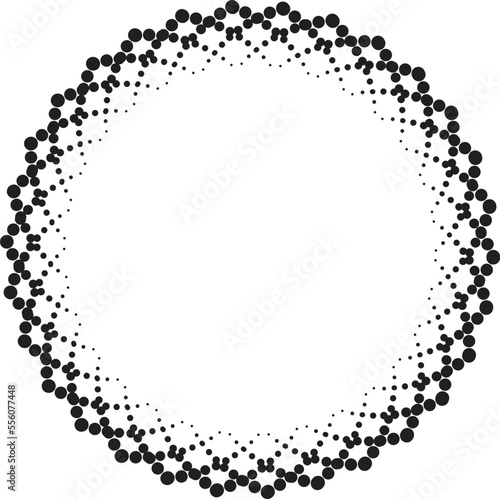 Halftone dots in circle form. round logo . vector dotted frame . design element 