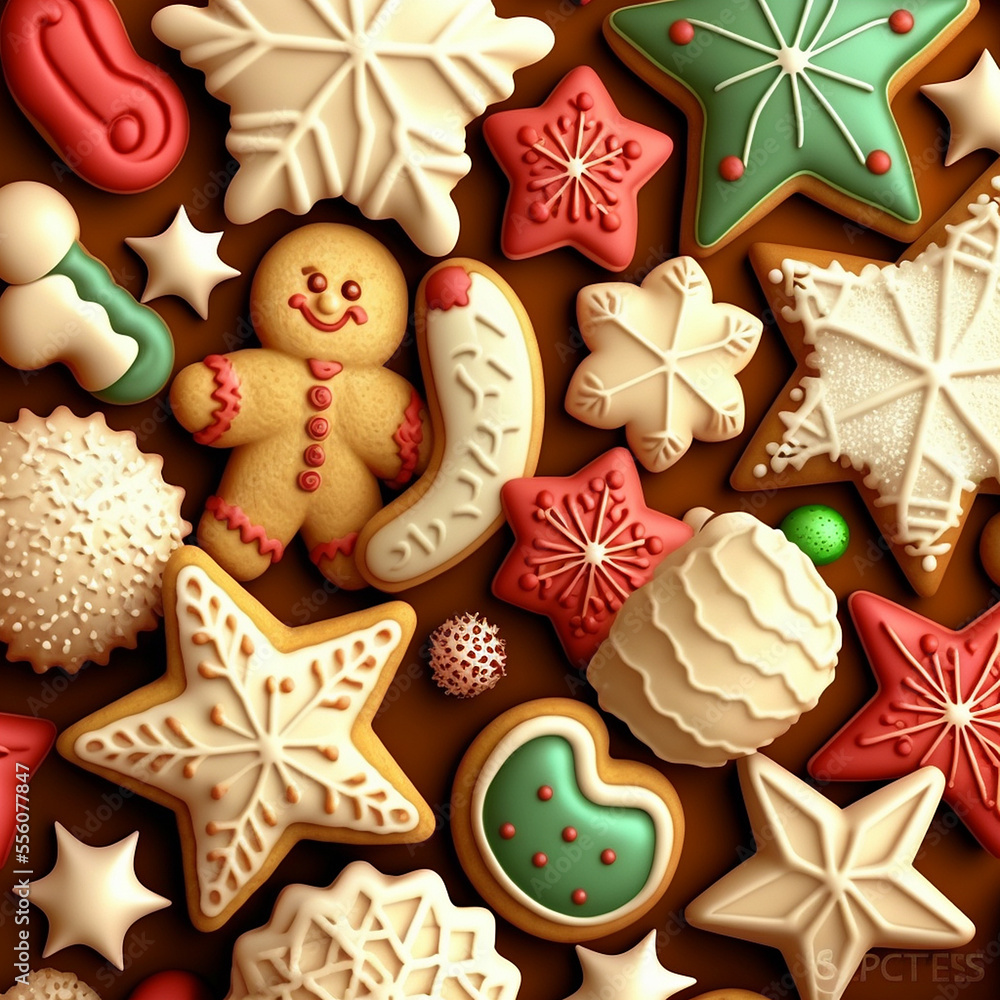 Verschiedene Weihnachts-Kekse Lebkuchen Illustration - bunt
