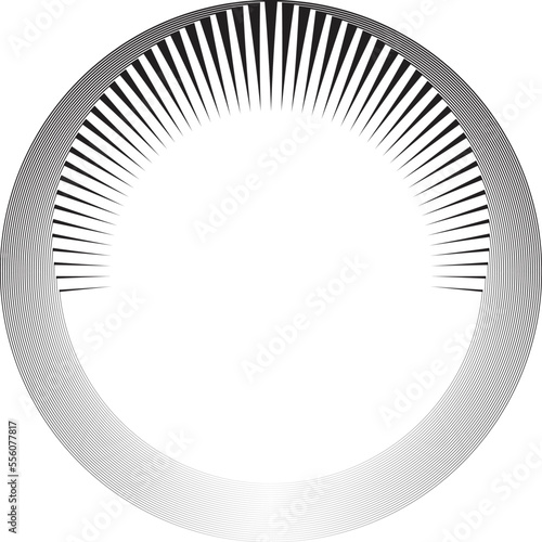 Lines in Circle Form . Spiral Vector Illustration .Technology round Logo . Design element . Abstract Geometric shape . Striped border frame for image 