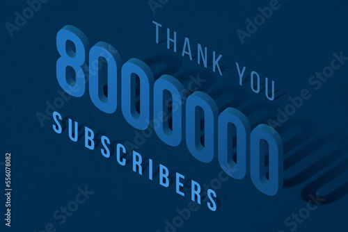 8000000 subscribers celebration greeting banner with Isomatric Design