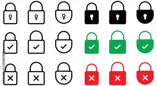 padlock icon set simple. padlock mark. style symbol for app and web, vector illustration