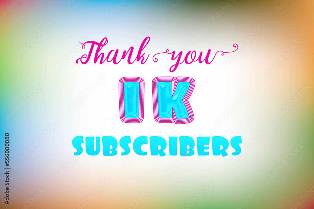 1 K subscribers celebration greeting banner with Jelly Design 1 K subscribers celebration greeting banner with Jelly Design