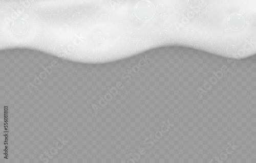 Shampoo foam, bubble bath soap. Laundry wash water frame, soapy sud, sea shower gel, liquid powder, horizontal poster backdrop. Washing detergent. Vector realistic background neoteric texture