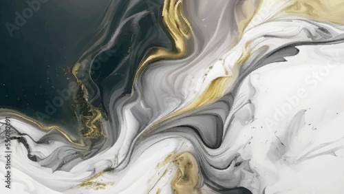 black and gold high quality paper texture to create smooth marble background pattern of kintsuki ink. High quality luxury marble background. marble textured background. Fluid art modern wallpaper.