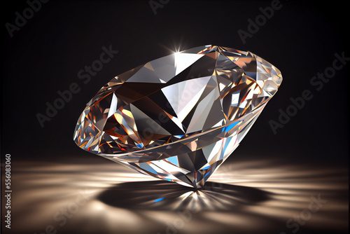 Sparkly and shiny diamond on black background