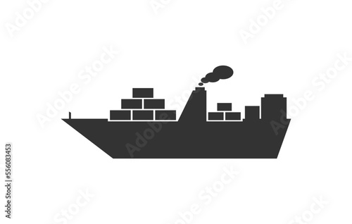 Ship icon vector. Shipping symbol. Container pictogram, flat vector sign isolated on white background.