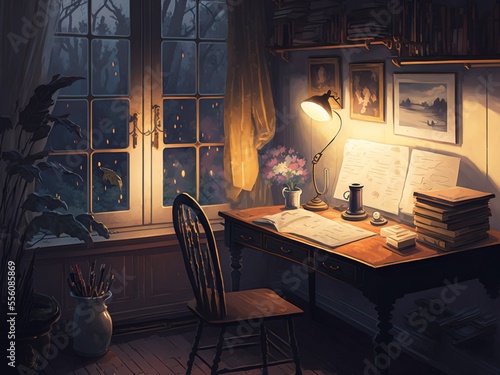 居心地の良い夜の書斎