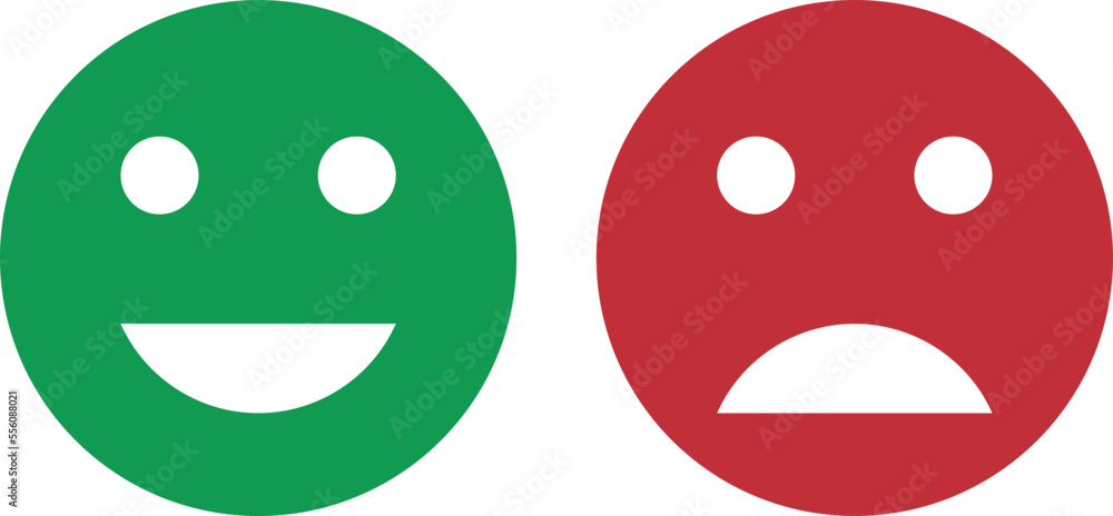 Green happy and red sad face vector