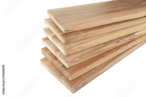 Fototapeta Naklejka Na Ścianę i Meble -  Wooden boards, a board with a seamed edge for building a house and interior decoration, on an isolated white