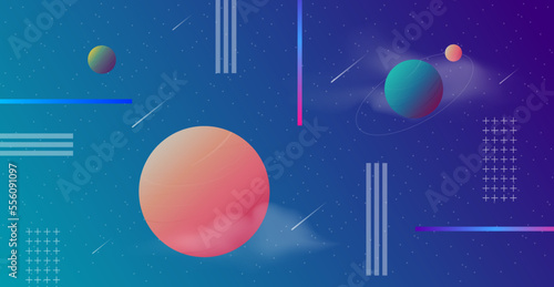 Space landscape, fantastic expanses of space. Abstract drawing of the future, science fiction and astronomy.