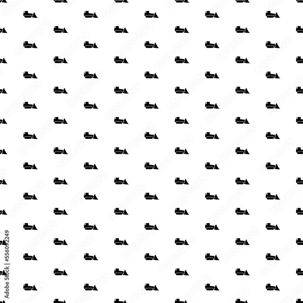 Square seamless background pattern from geometric shapes. The pattern is evenly filled with big black bulldozer symbols. Vector illustration on white background