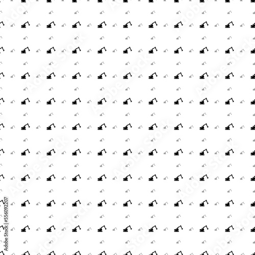 Square seamless background pattern from black excavator symbols are different sizes and opacity. The pattern is evenly filled. Vector illustration on white background