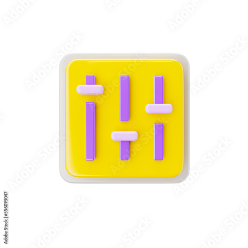 Audio Setting 3d icon in transparent background. 3d symbol and sign. Modern and minimalistic. 3D rendered Illustration.
