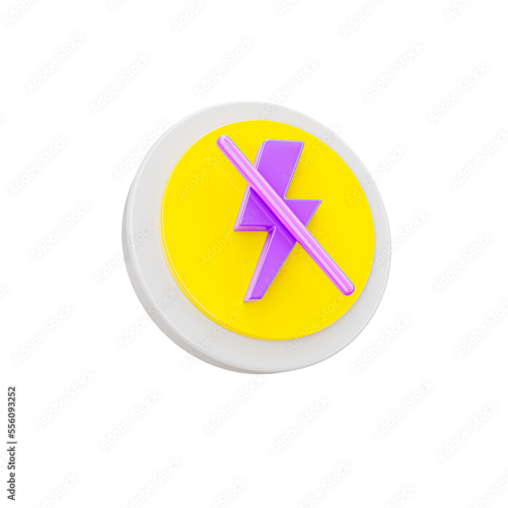 Flash off 3d icon in transparent background. 3d symbol and sign. Modern and minimalistic. 3D rendered Illustration. Flash off 3d icon in transparent background. 3d symbol and sign. Modern and minimalistic. 3D rendered Illustration.