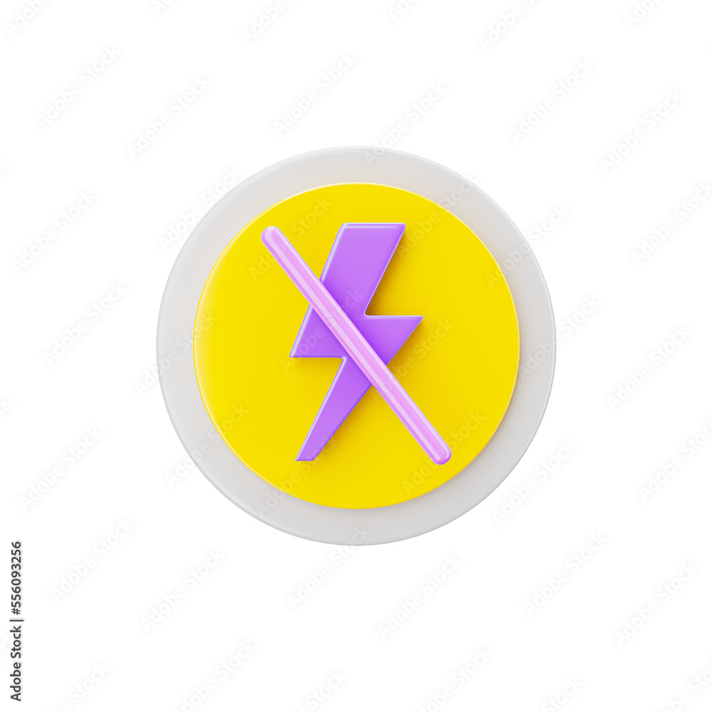 Flash off 3d icon in transparent background. 3d symbol and sign. Modern and minimalistic. 3D rendered Illustration. Flash off 3d icon in transparent background. 3d symbol and sign. Modern and minimalistic. 3D rendered Illustration.