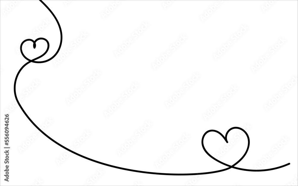 One line drawing of love sign with two hearts embrace minimalism design ...