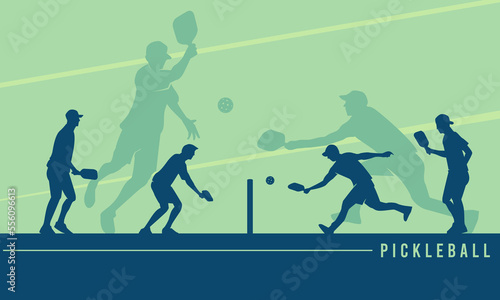 Premium Illustration of pickleball players playing together best for your digital graphic and print photo