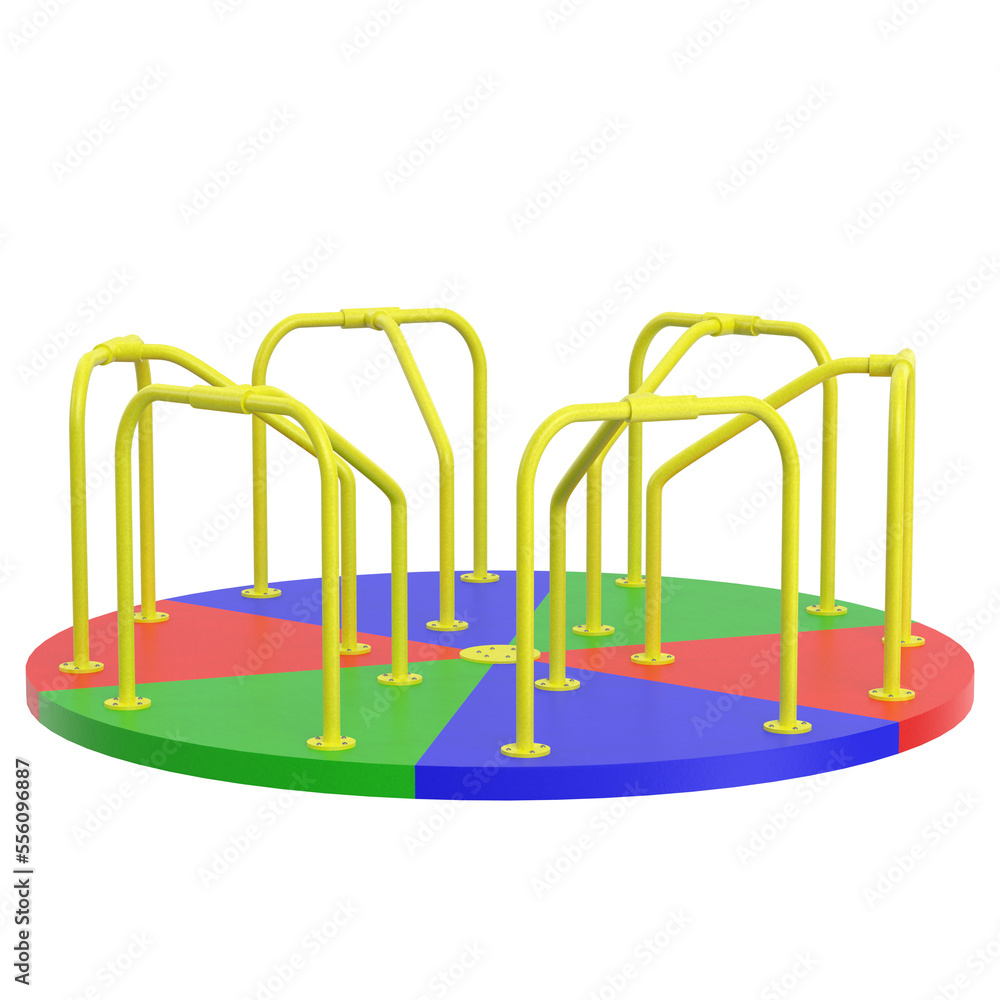 3D rendering illustration of a playground merry-go-round 3D rendering illustration of a playground merry-go-round