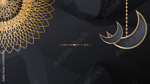 Elegant black and gold ramadan background design