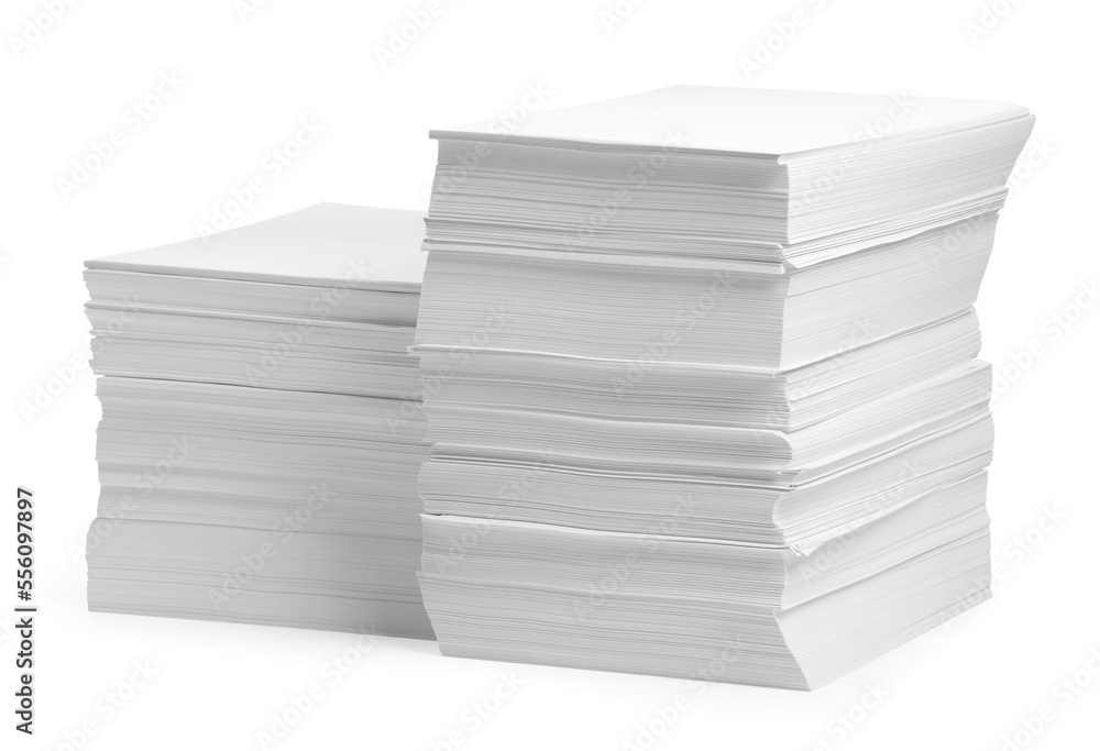 Stacks of paper sheets on white background Stacks of paper sheets on white background