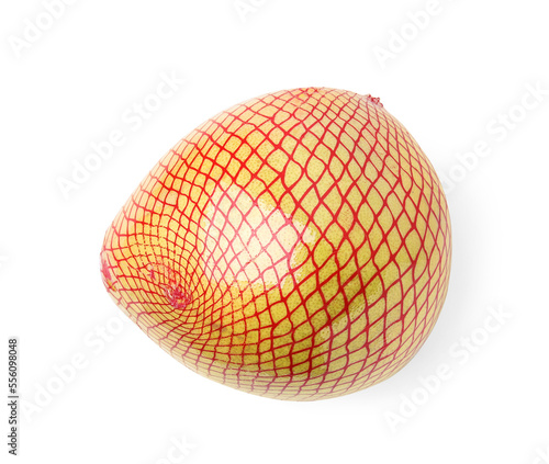 Tasty fresh pomelo isolated on white  top view