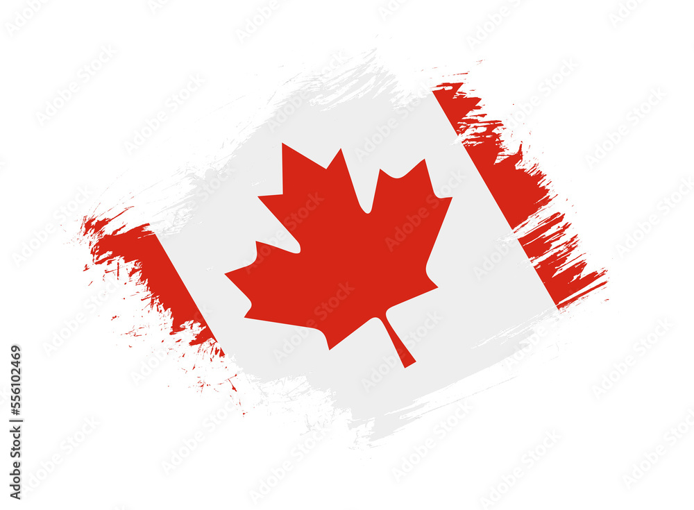 Canada flag with abstract paint brush texture effect on white background