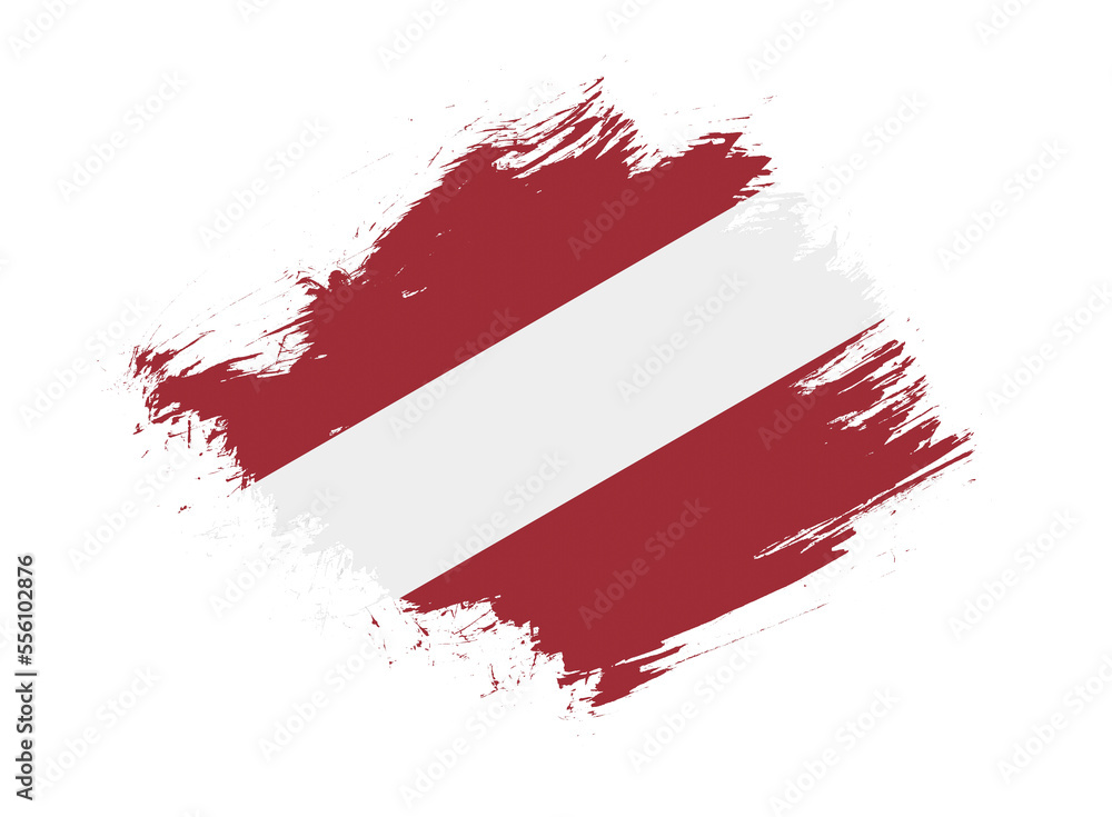Latvia flag with abstract paint brush texture effect on white background Latvia flag with abstract paint brush texture effect on white background