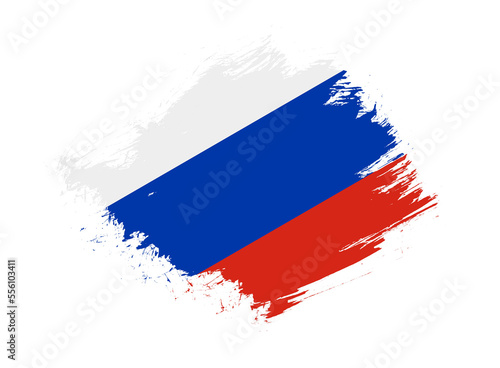 Russia flag with abstract paint brush texture effect on white background
