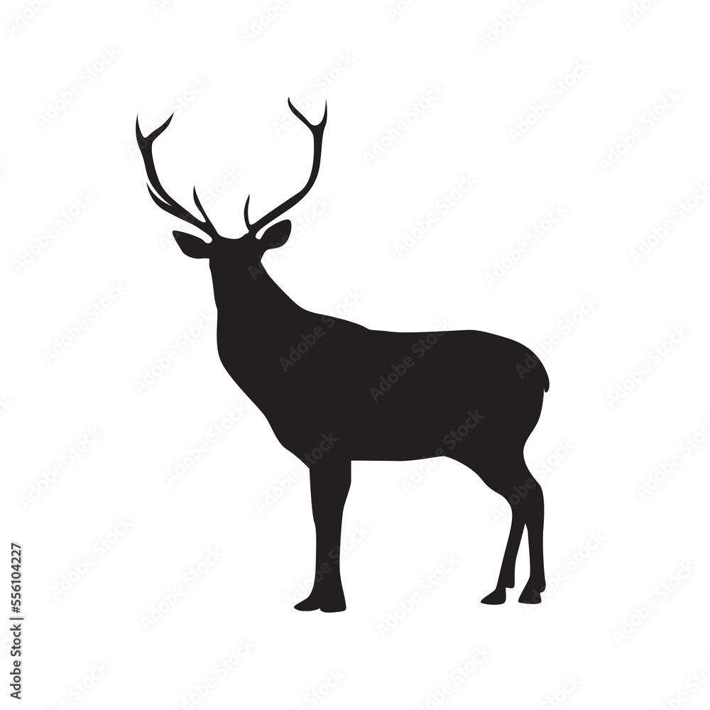Deer silhouette. Great antler or deer with horns vector isolated on white. Deer silhouette. Great antler or deer with horns vector isolated on white.