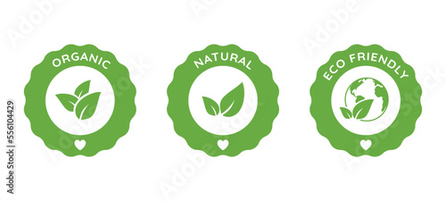 Organic icon, Natural icon and Eco friendly icon for cosmetics, Cosmetic badges