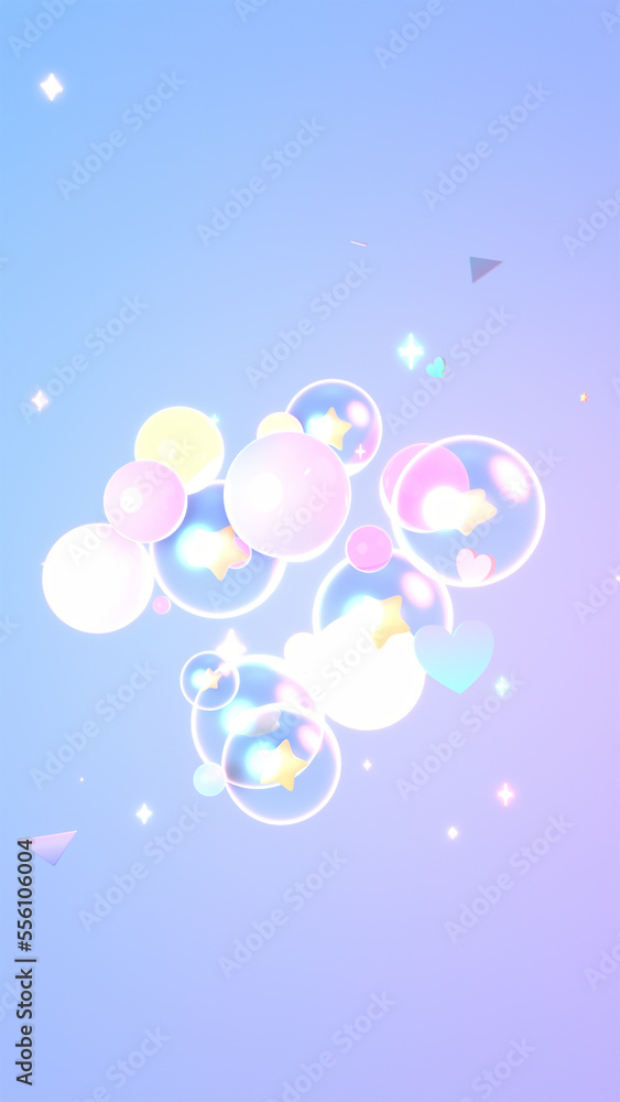 3d rendered cartoon glowing stars and bubbles. 3d rendered cartoon glowing stars and bubbles.