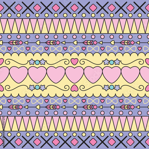 Cute seamless pattern tribe bohemian style in sweet color.