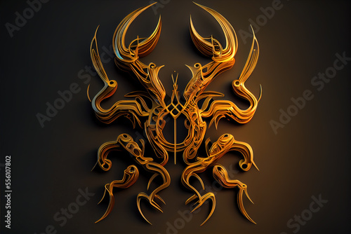Cancer gold abstract of Cancer horoscope golden symbols or zodiac , astrological signs generative ai 