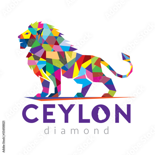 Ceylon Diamond Illustration Logo, Vector Lion Icon