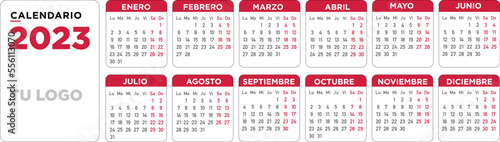 Calendario 2023 español. Semana comienza el lunes 