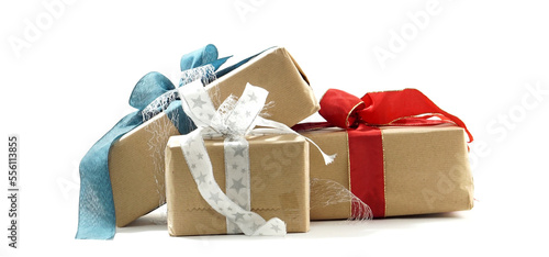 Christmas gifts, brown wrap...
