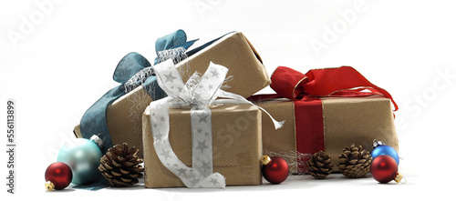 Christmas gifts, brown wrap...