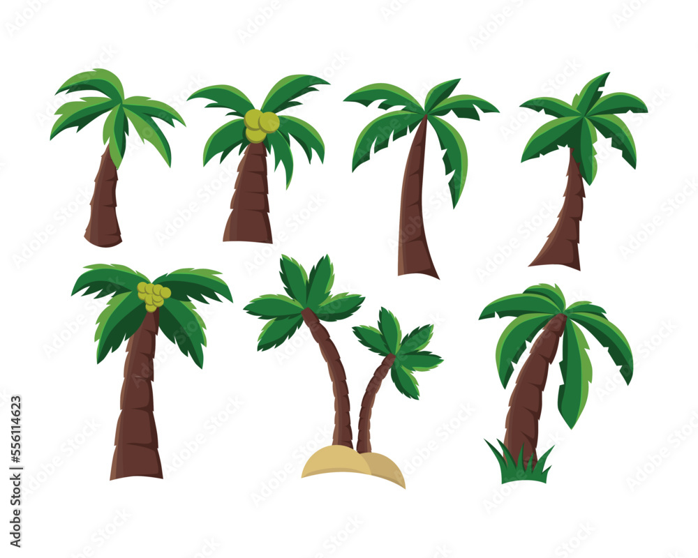 Obraz premium Vector graphics of palm tree set on white background