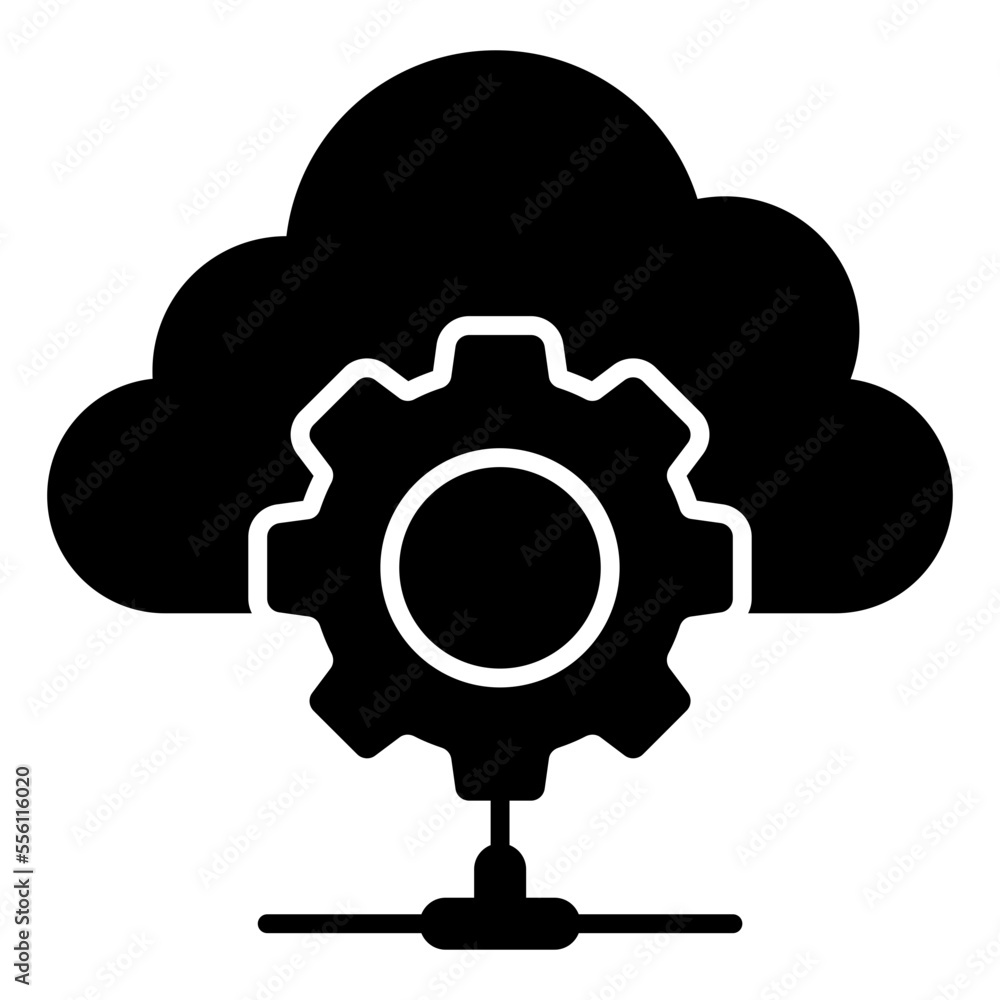 Conceptual solid design icon of cloud setting Conceptual solid design icon of cloud setting