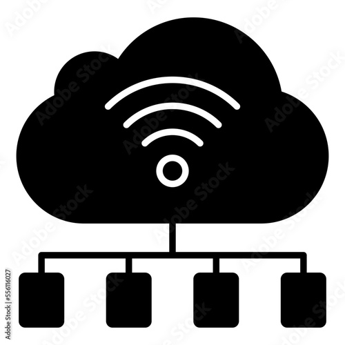 Cloud hosting icon in fiat design isolated on white background