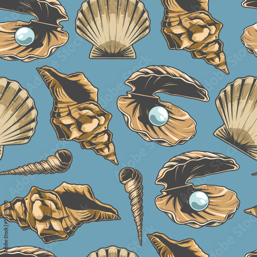Sea shells colorful pattern seamless
