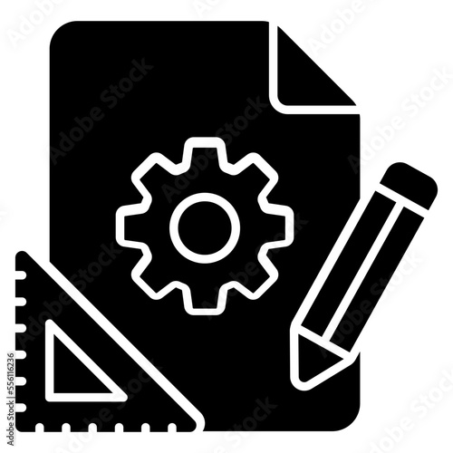 Solid design icon of drafting management 